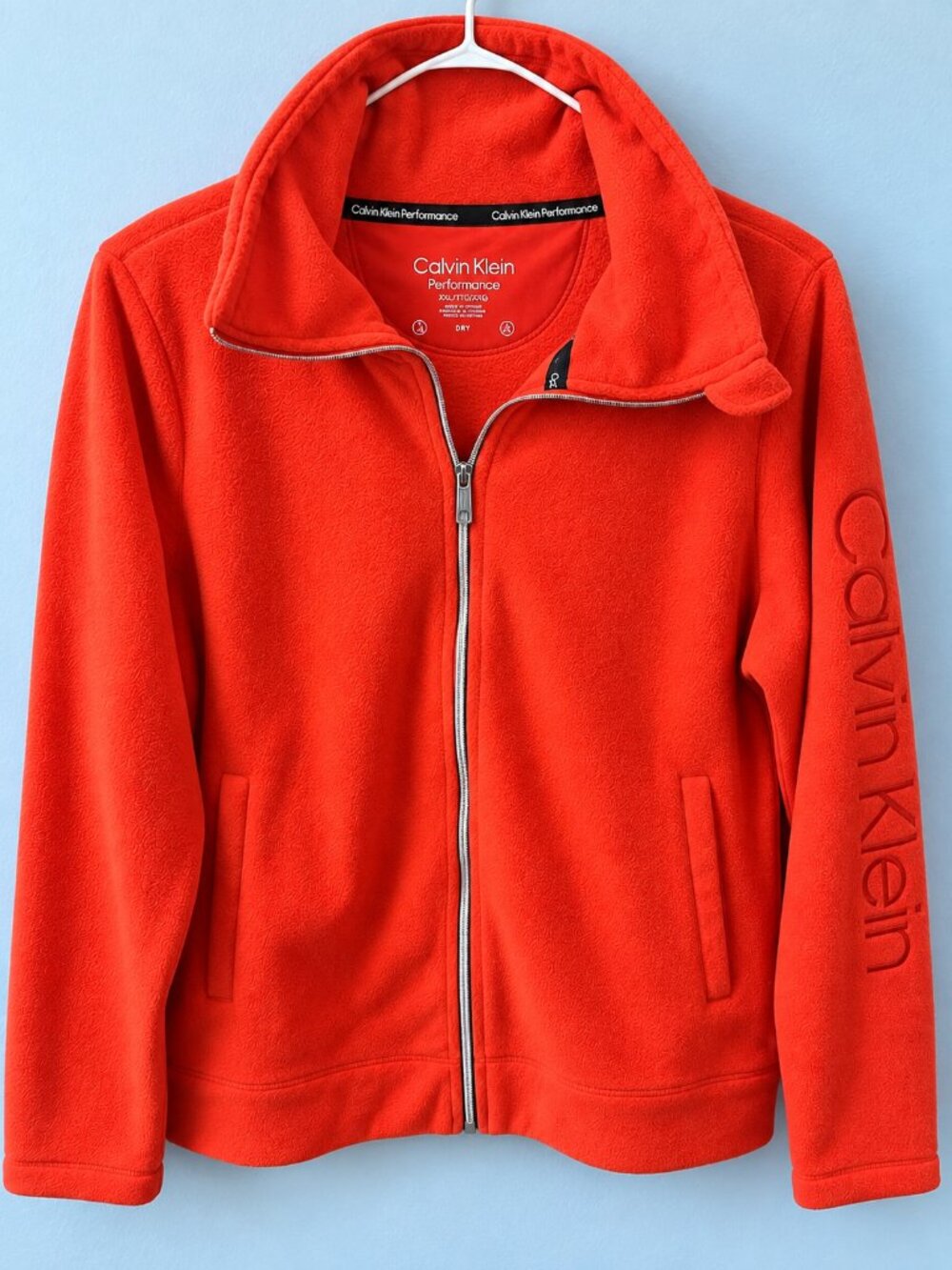 Calvin Klein Performance Women's XXL Red Orange Fleece Full Zip Jacket Logo